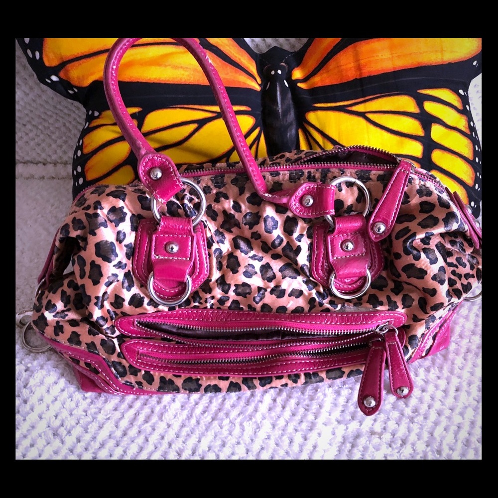 Pink and leopard purse